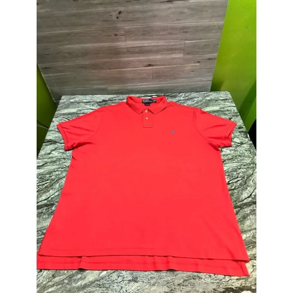 Ralph Lauren Red Polo Shirt with Blue Logo XXL